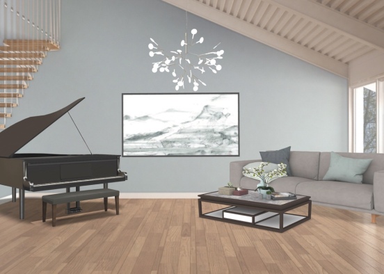gray themed living room Design Rendering
