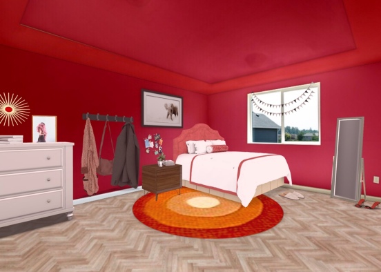 modern red room Design Rendering