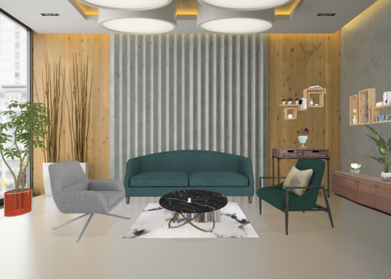 Green clm living room Design Rendering