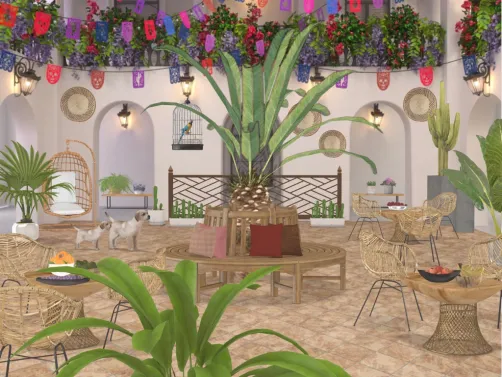 Fiesta de verano en un patio mexicano