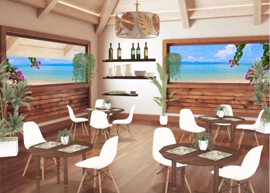 Pequeño restaurant en la playa Design Rendering