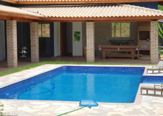 casa azul piscina Design Rendering