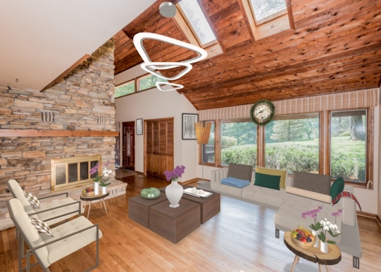 Colorado Cabin Living Room Design Rendering