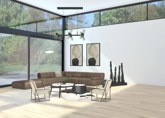 Minimalist Modern Living Room Design Rendering