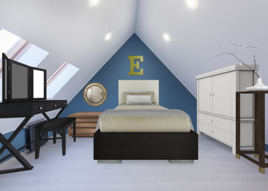 Fancy small blue room Design Rendering