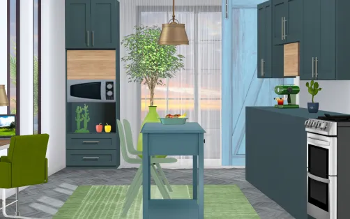 Blue and Green Kitchen