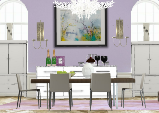 Angelina styles traditional dining room desighned with pops of color Design Rendering