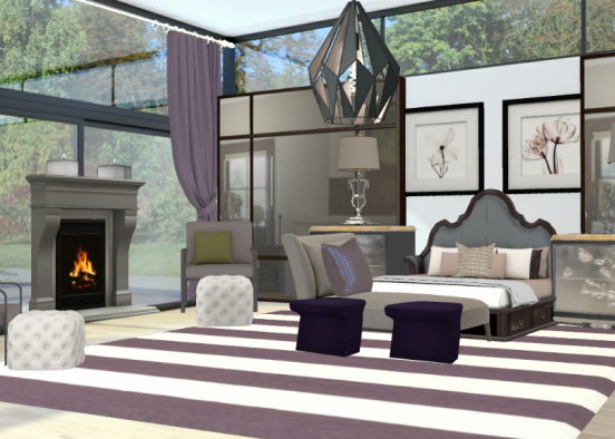 Angelina styles elgant purple master bedroom Design Rendering