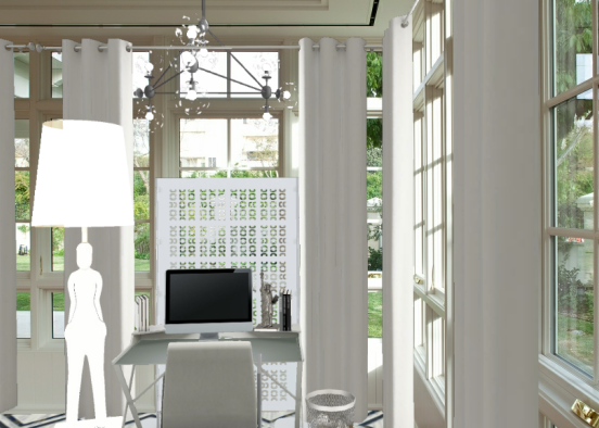 Angelina styles office minimalist desighn all white Design Rendering