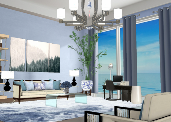 Angelina styles blue house office desighn Design Rendering