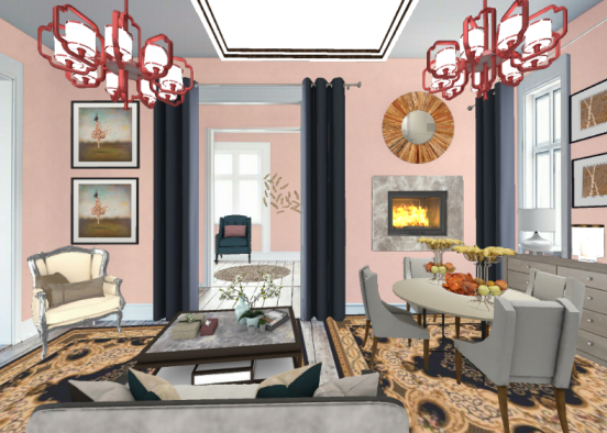 Angelina styles fall living and dining space area  Design Rendering