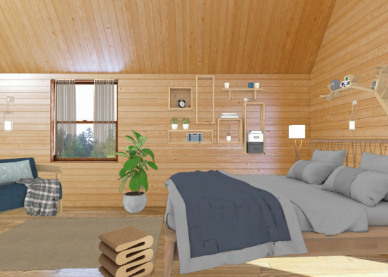 Wooden Bedroom Design Rendering