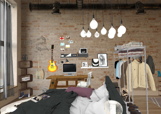 Male's Loft Living #designbydenisemyvo #loftliving #smallspace Design Rendering