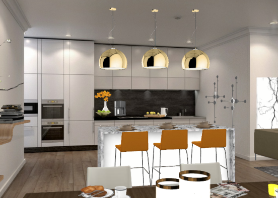 Modern living room and kitchen #designbydenisemyvo #ilovewhatidecorate #modernlivingspace  Design Rendering