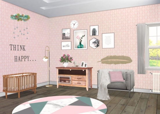 pink paradise nursery Design Rendering