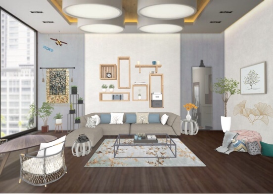 bohemian living room Design Rendering