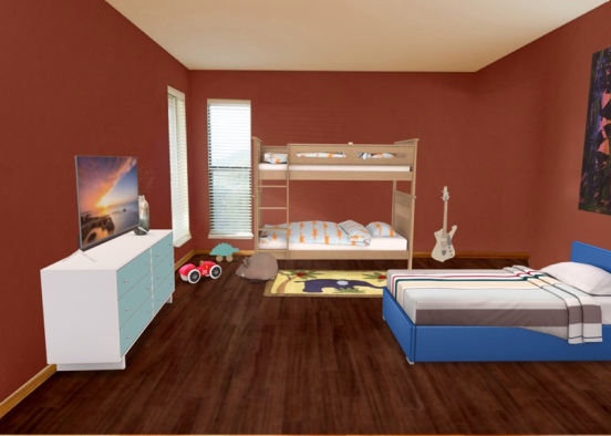 triplet bedroom Design Rendering