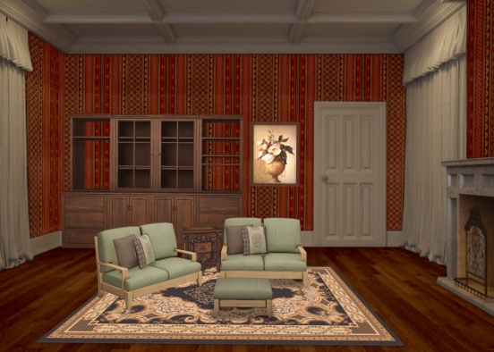 Old Fashion Living Room Design Rendering