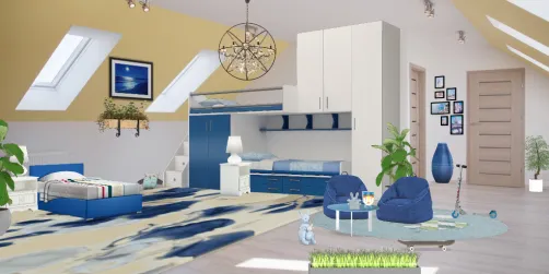Habitación doble azul. 