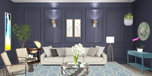 Salón azul oscuro. 