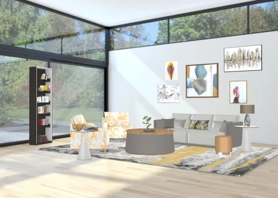 Modern Day Living Room Design Rendering