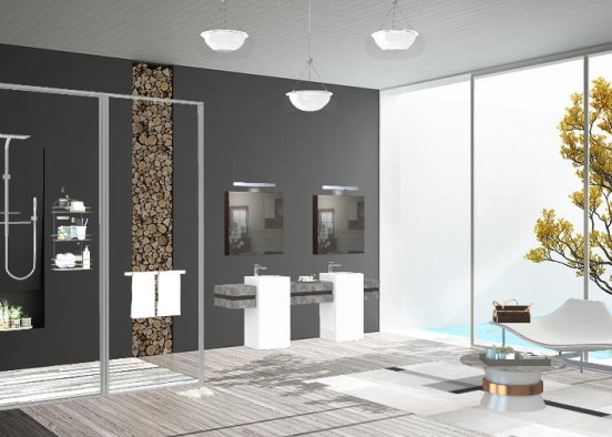 Clear and simple bathroom  Design Rendering