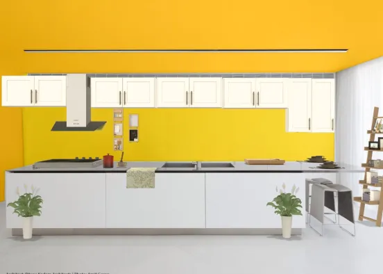 yellow kitchen happy day  Design Rendering