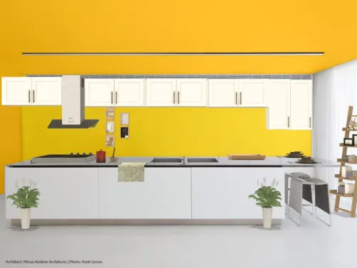 yellow kitchen happy day 