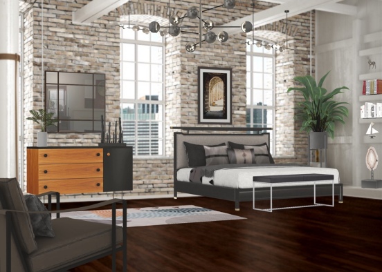 Modern Rustic Bedroom  Design Rendering