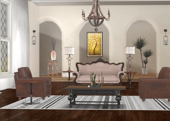 Spanish style living room  Design Rendering
