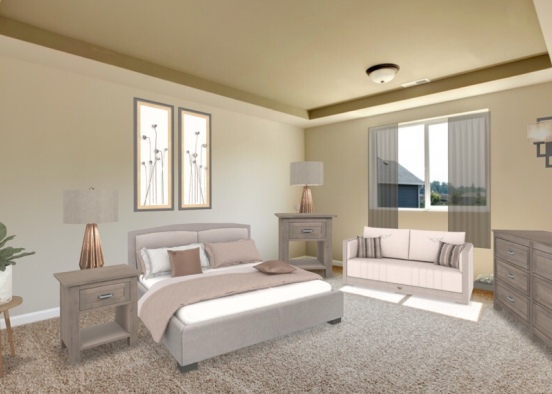 Neutral comfort bedroom Design Rendering