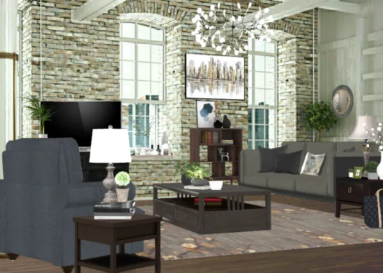 Brick wall living room Design Rendering
