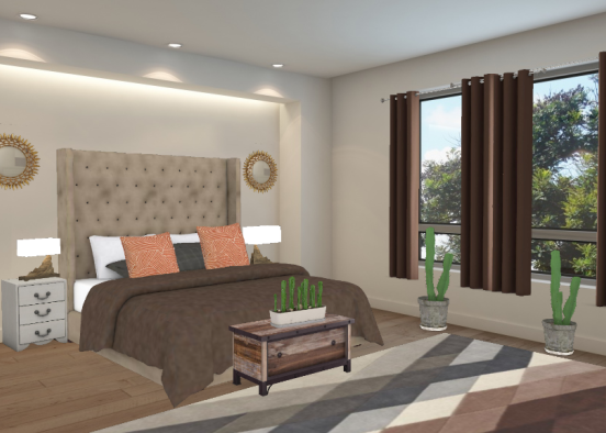 Modern Southwestern Bedroom Design Rendering