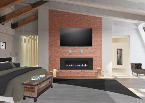 Fireplace Bedroom Design Rendering