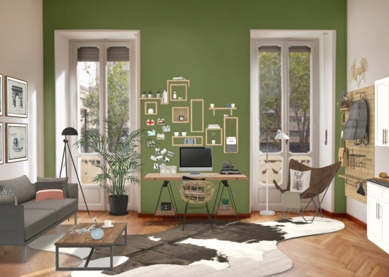 cozy studio apartment Design Rendering