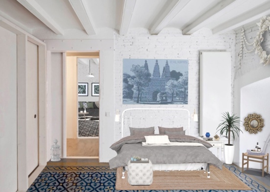 intimate Greek inspired hotel room🌊 Design Rendering