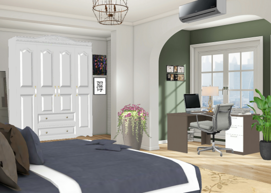 Bedroom + Office Room😪💻 Design Rendering