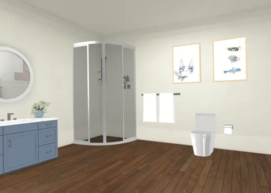 C _ classic blue bathroom  Design Rendering