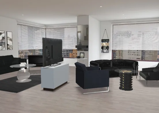 Modern living area Design Rendering