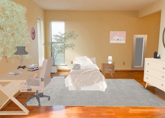 cute girly minimalist bedroom Design Rendering