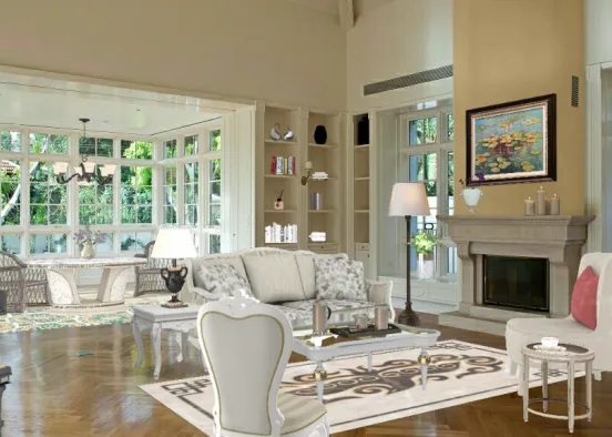 Elegant Living Room  Design Rendering