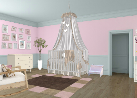 Baby Pink Nursery Design Rendering
