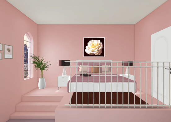Pink Bedroom Loft Design Rendering