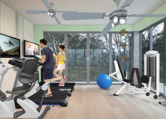 Home Gym with a View Design Rendering