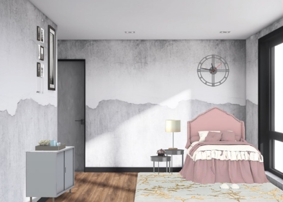 black and white pink pop bedroom Design Rendering