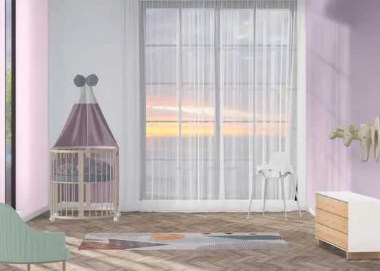 Modern Purple Baby Room Design Rendering