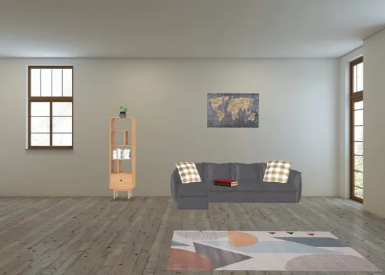 Bookish Living Room Design Rendering
