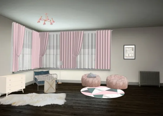 Cute Pink Bedroom Design Rendering