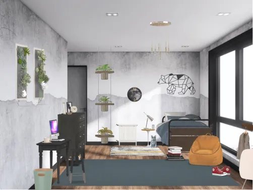 blue apartment bedroom