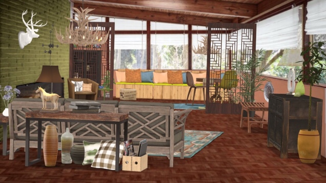 Rustic Organic Mid-Century Modern Living Room
